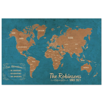 Our Adventures World Pin Map - Out of Office Outfitters - Print Material