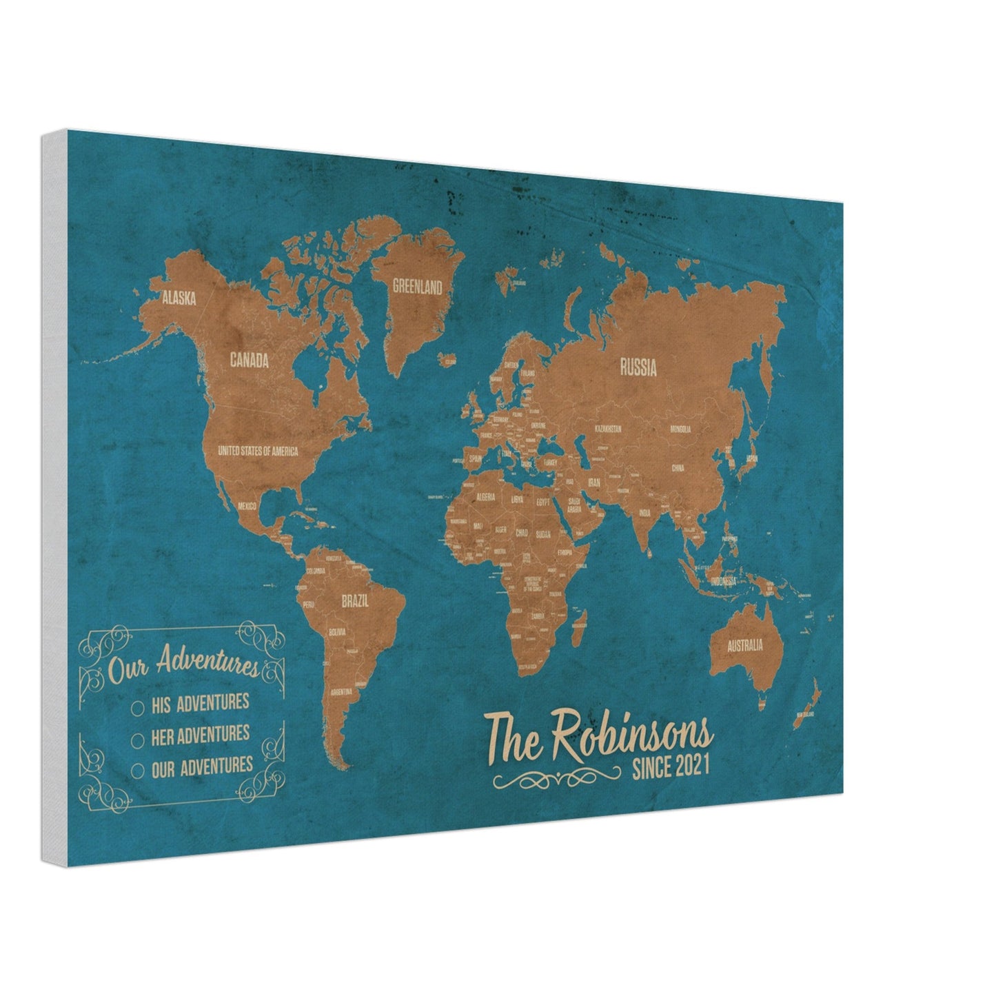 Our Adventures World Pin Map - Out of Office Outfitters - Print Material