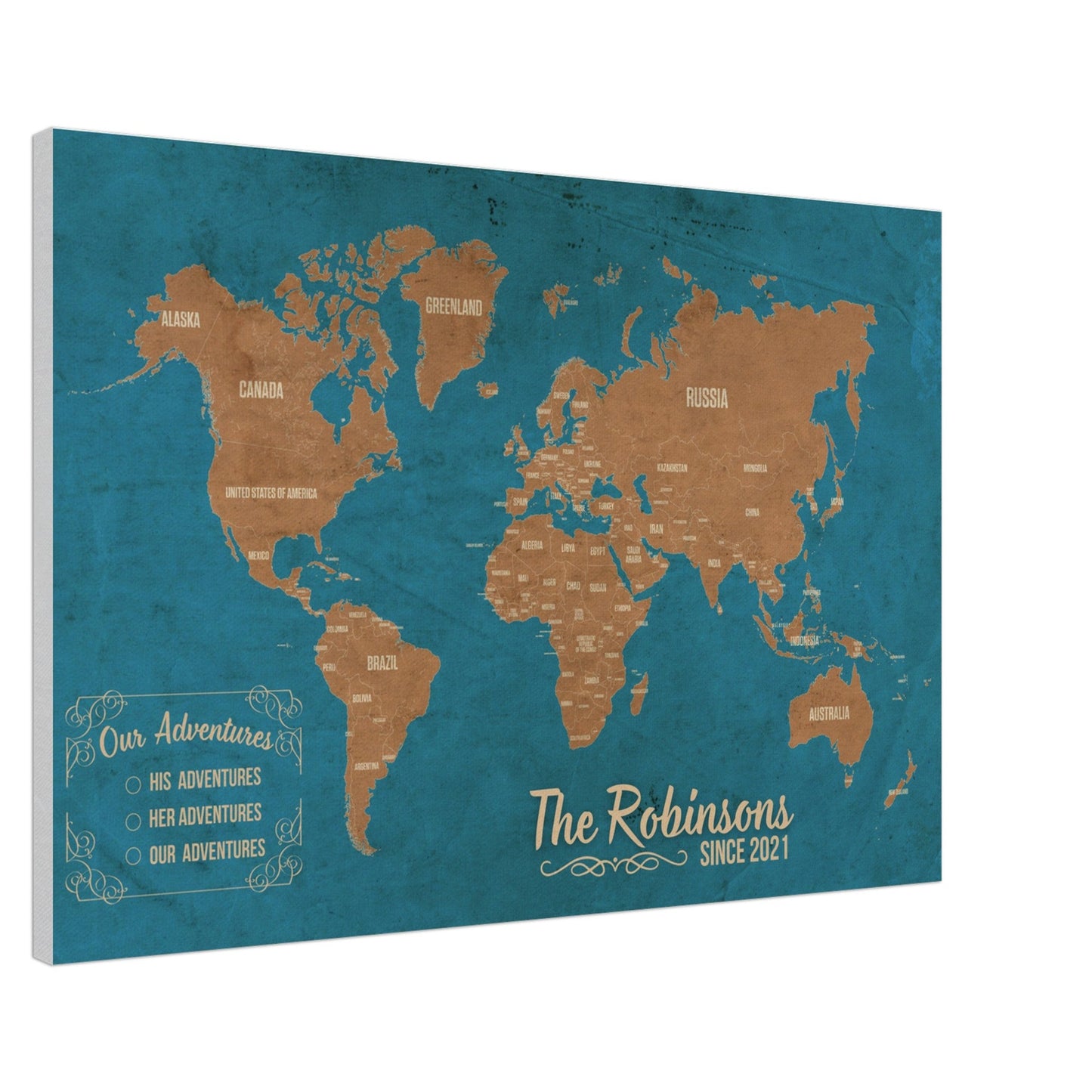 Our Adventures World Pin Map - Out of Office Outfitters - Print Material