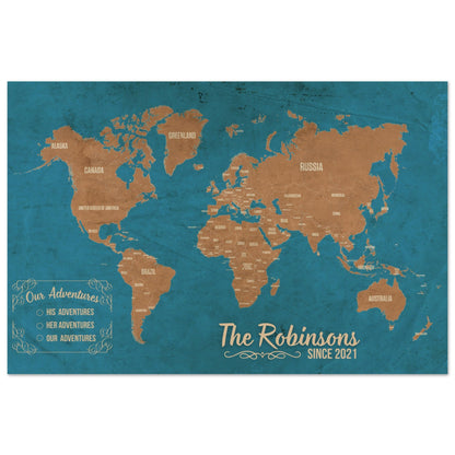 Our Adventures World Pin Map - Out of Office Outfitters - Print Material