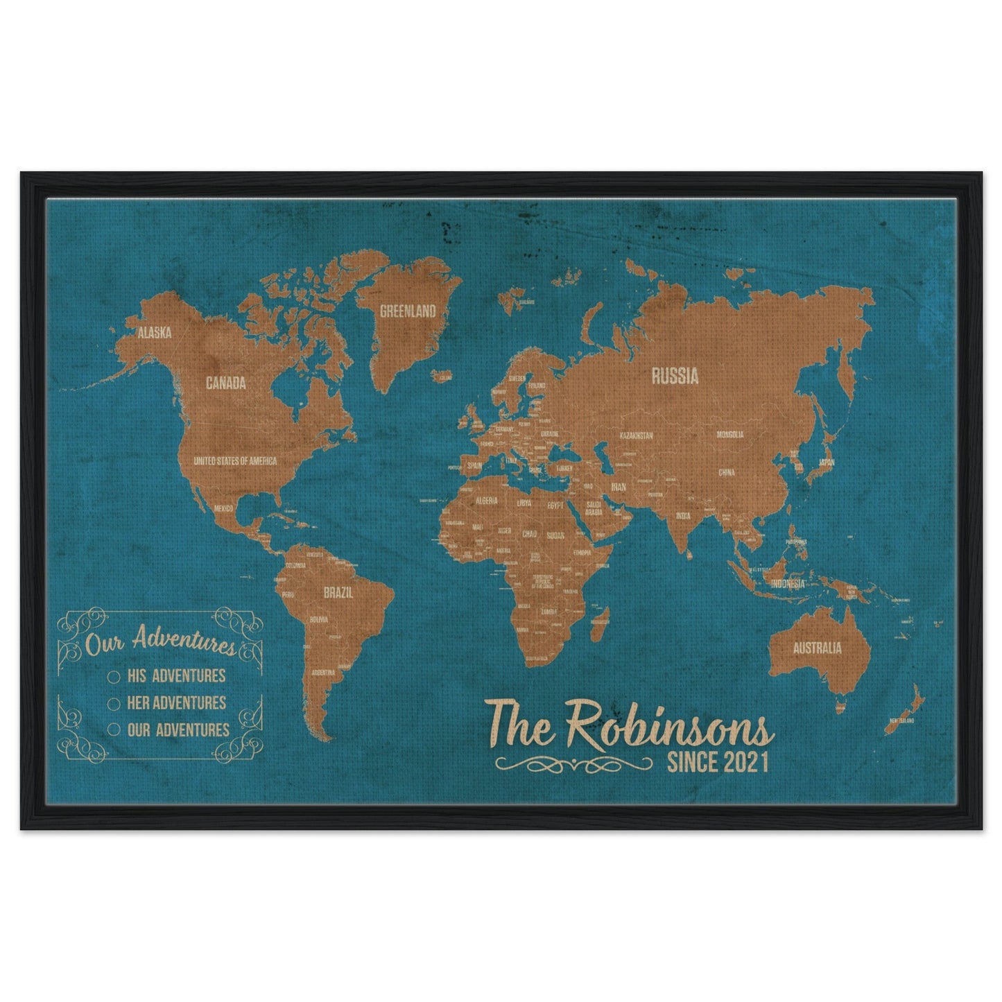 Our Adventures World Pin Map - Out of Office Outfitters - Print Material