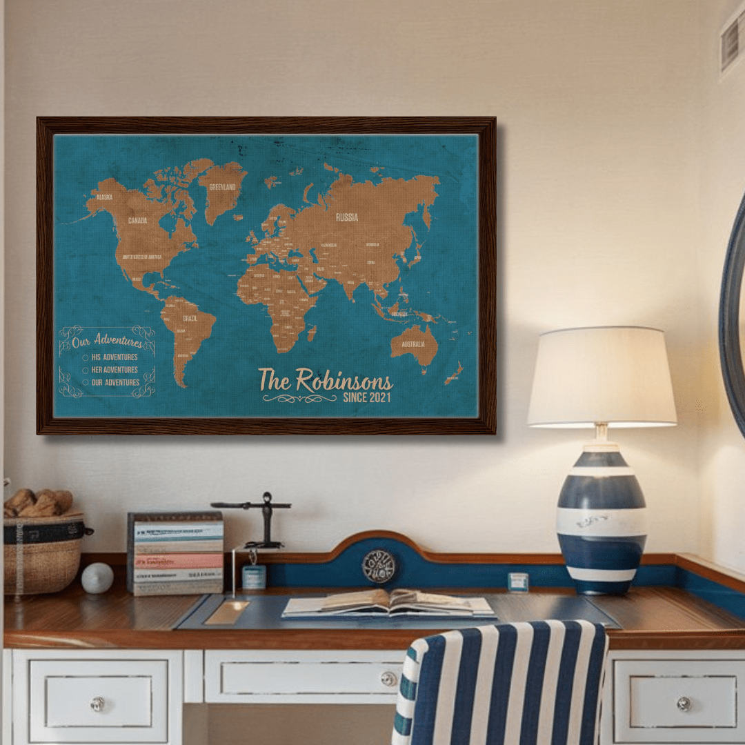 Our Adventures World Pin Map - Out of Office Outfitters - Print Material