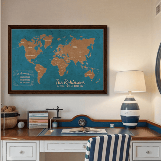 Our Adventures World Pin Map - Out of Office Outfitters - Print Material