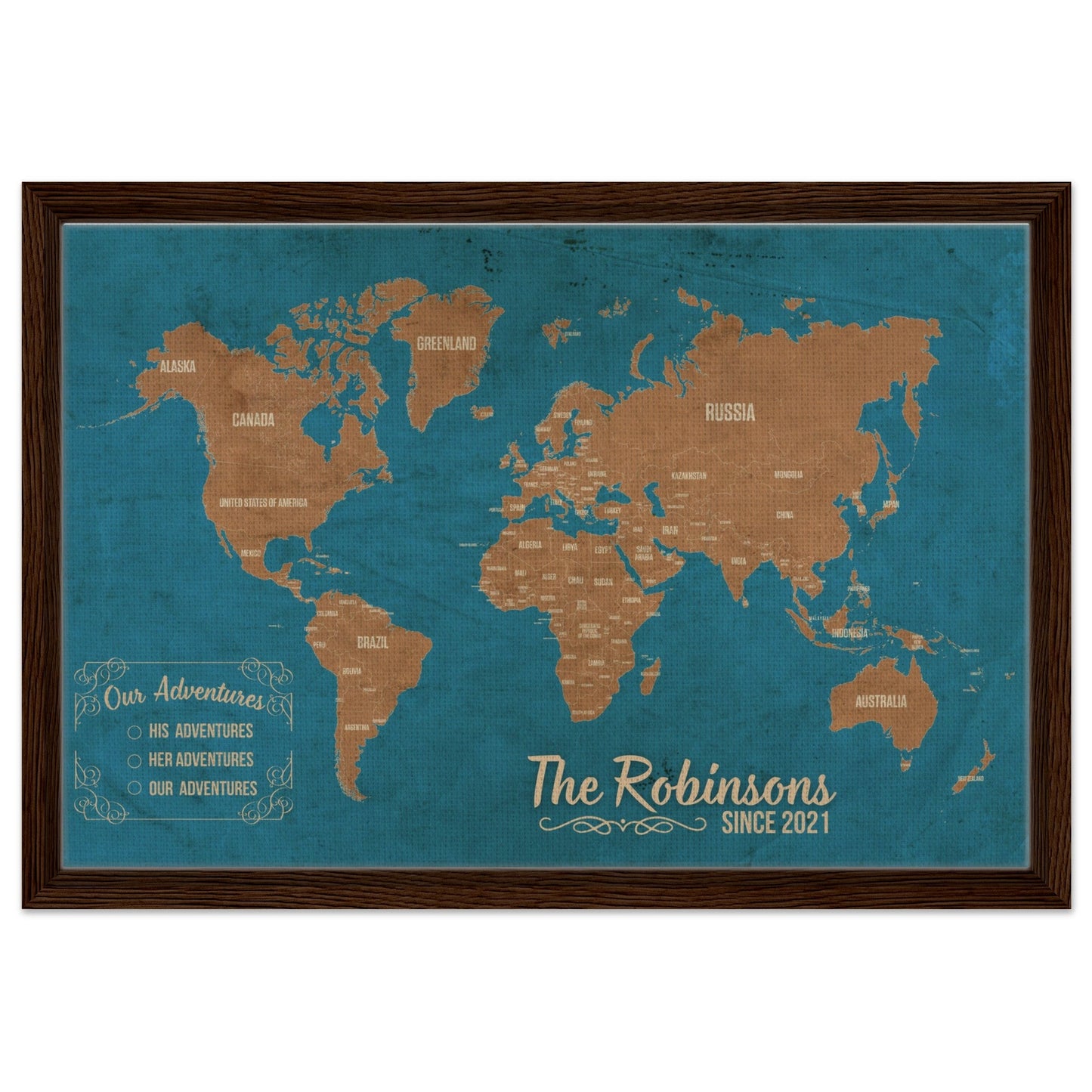 Our Adventures World Pin Map - Out of Office Outfitters - Print Material