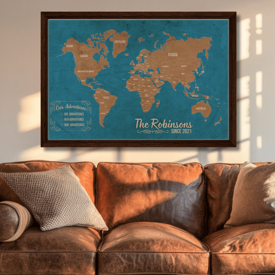Our Adventures World Pin Map - Out of Office Outfitters - Print Material