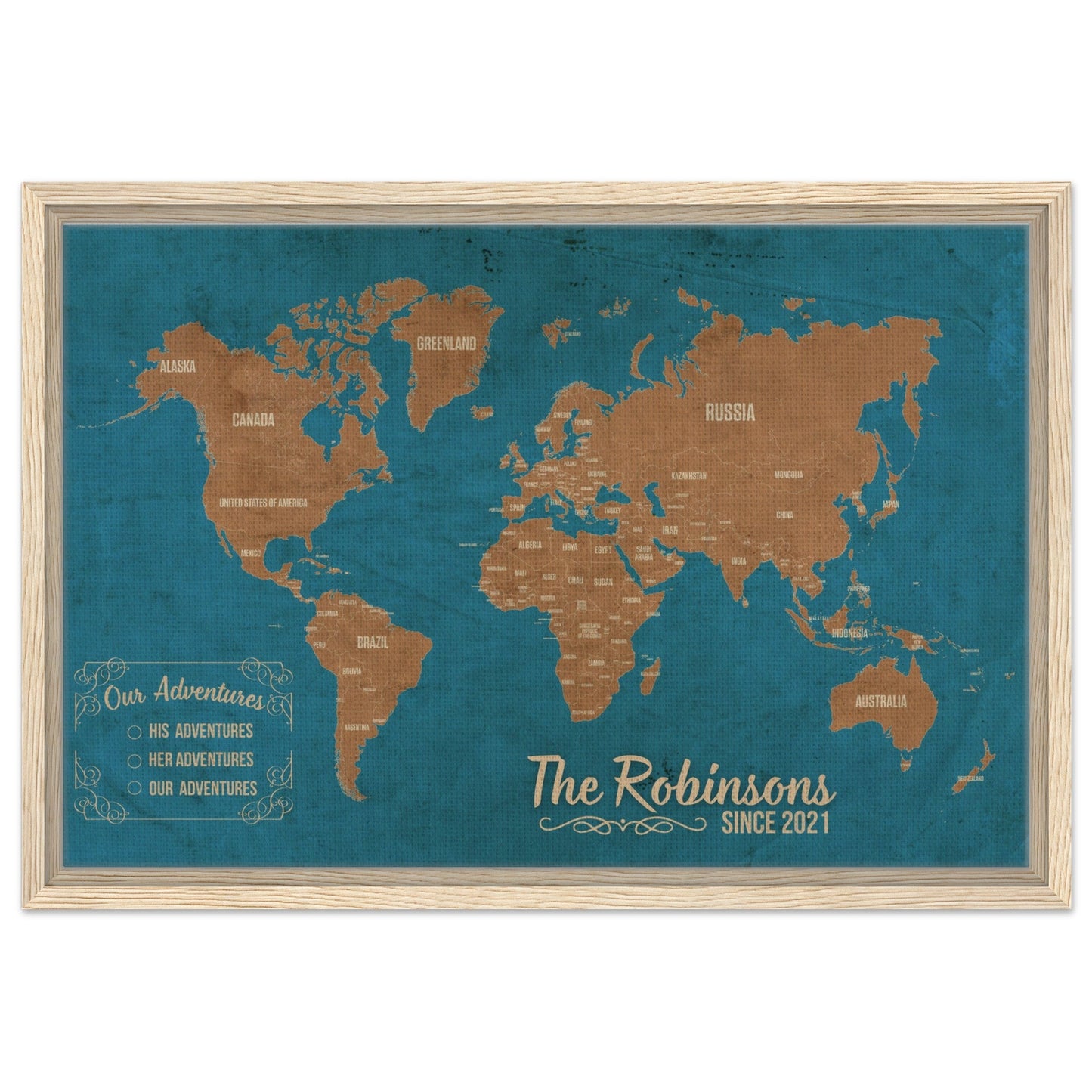 Our Adventures World Pin Map - Out of Office Outfitters - Print Material