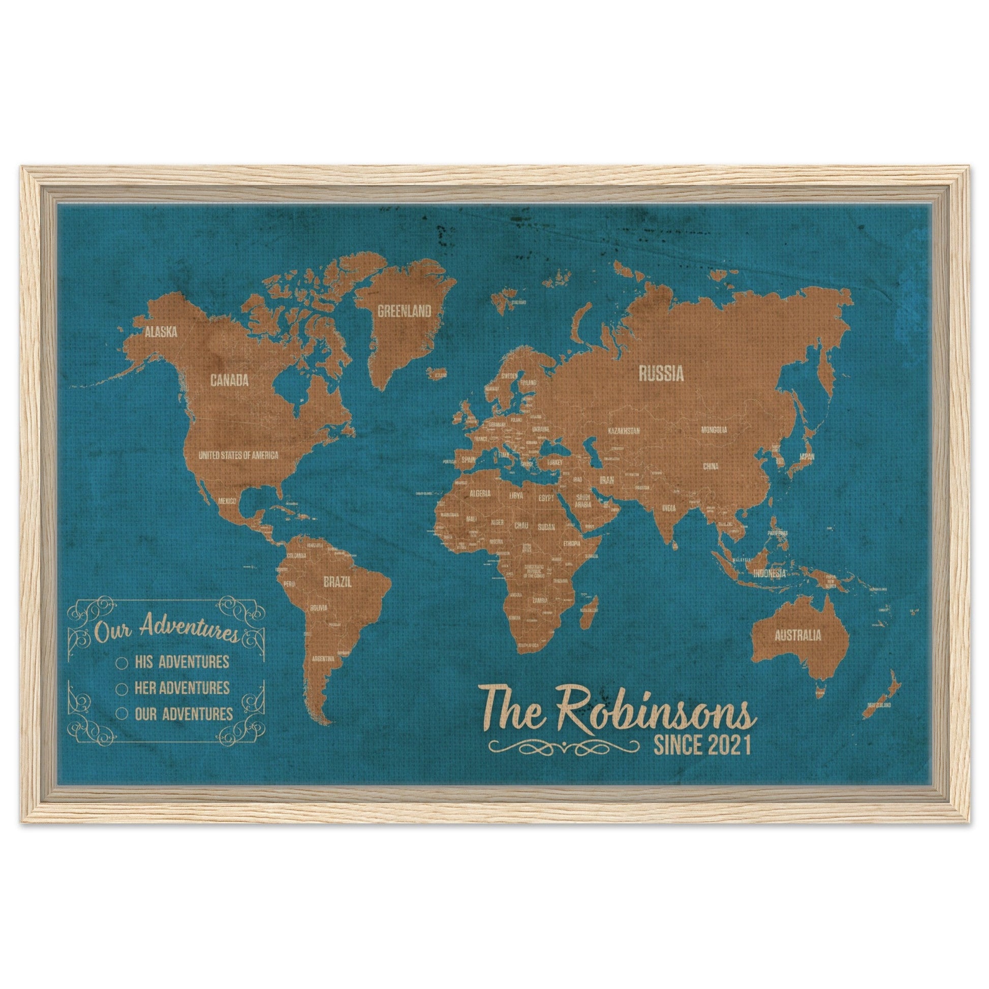Our Adventures World Pin Map - Out of Office Outfitters - Print Material