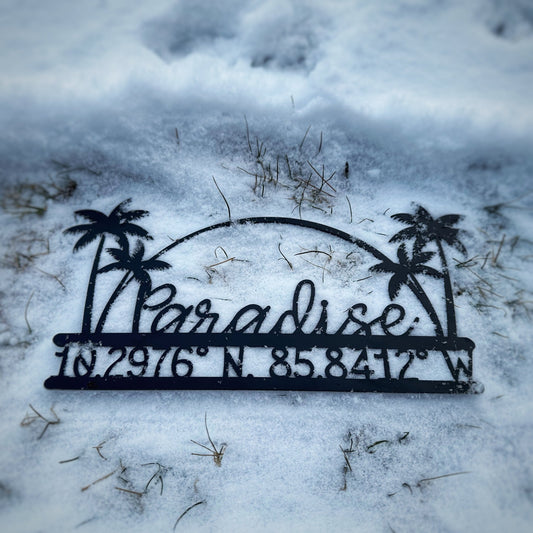 Paradise Metal Wall Art - Out of Office Outfitters - Die - Cut Sign