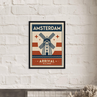 Personalized Amsterdam Vintage Travel Poster Canvas – Framed - Out of Office Outfitters - Print Material