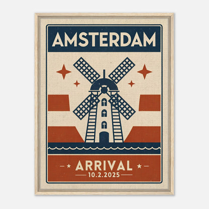 Personalized Amsterdam Vintage Travel Poster Canvas – Framed - Out of Office Outfitters - Print Material