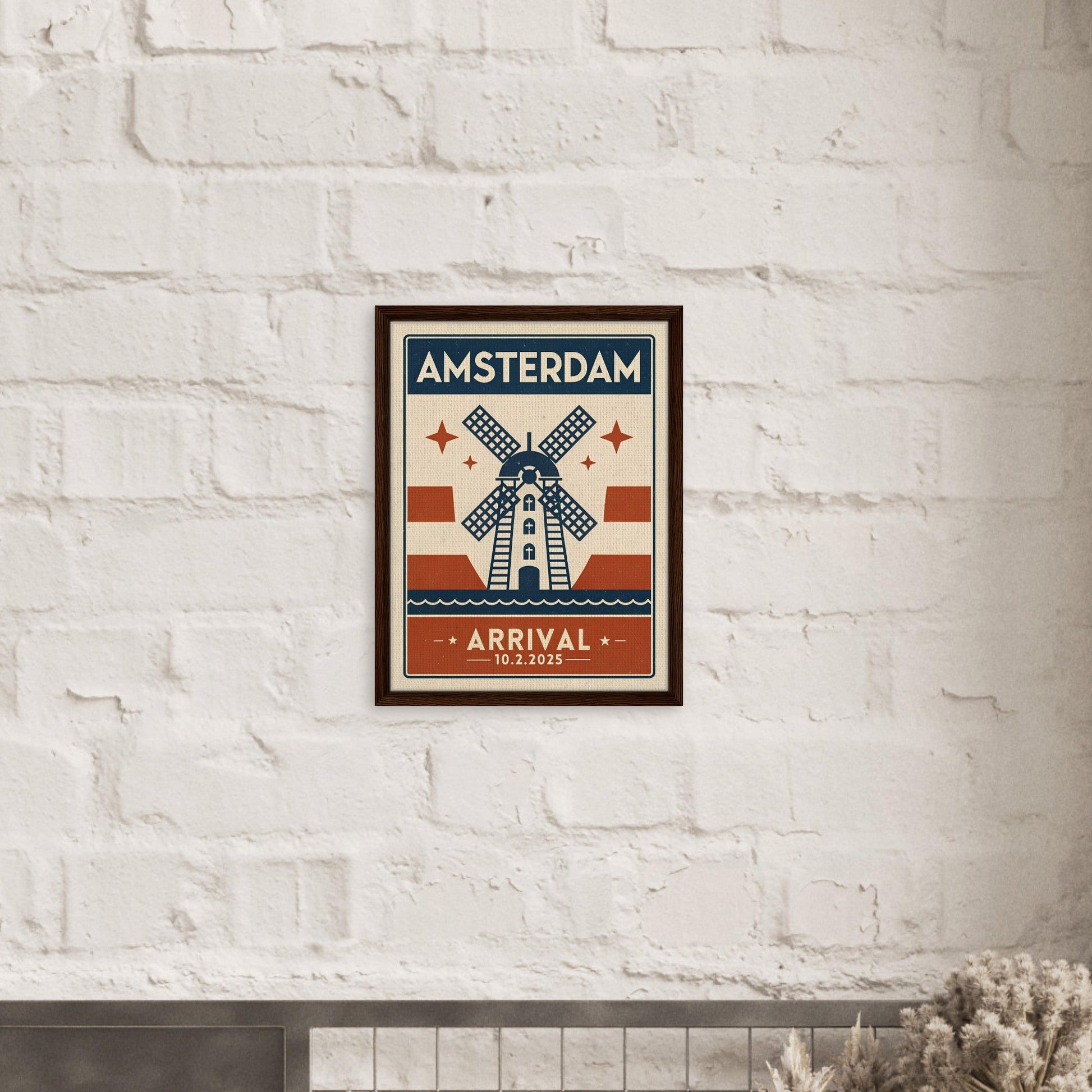 Personalized Amsterdam Vintage Travel Poster Canvas – Framed - Out of Office Outfitters - Print Material