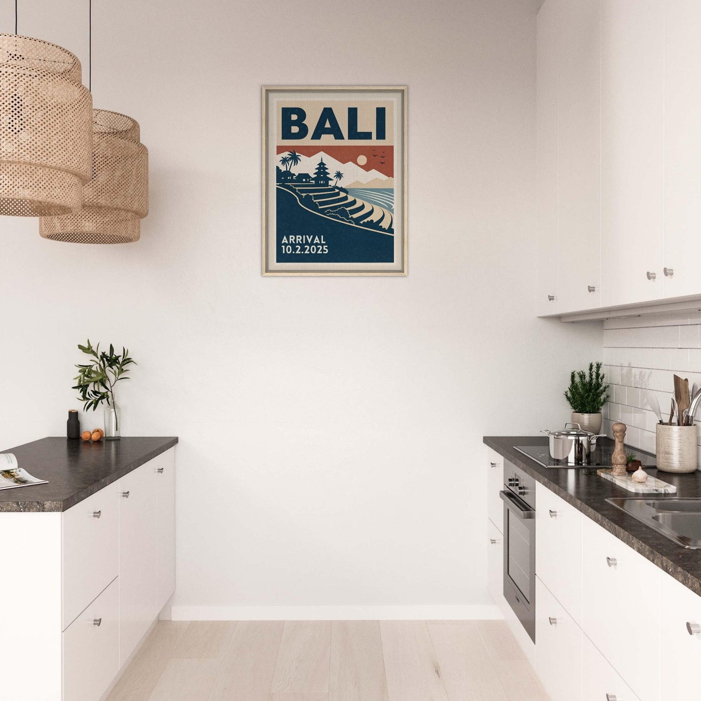 Personalized Bali Vintage Travel Poster Canvas – Framed - Out of Office Outfitters - Print Material