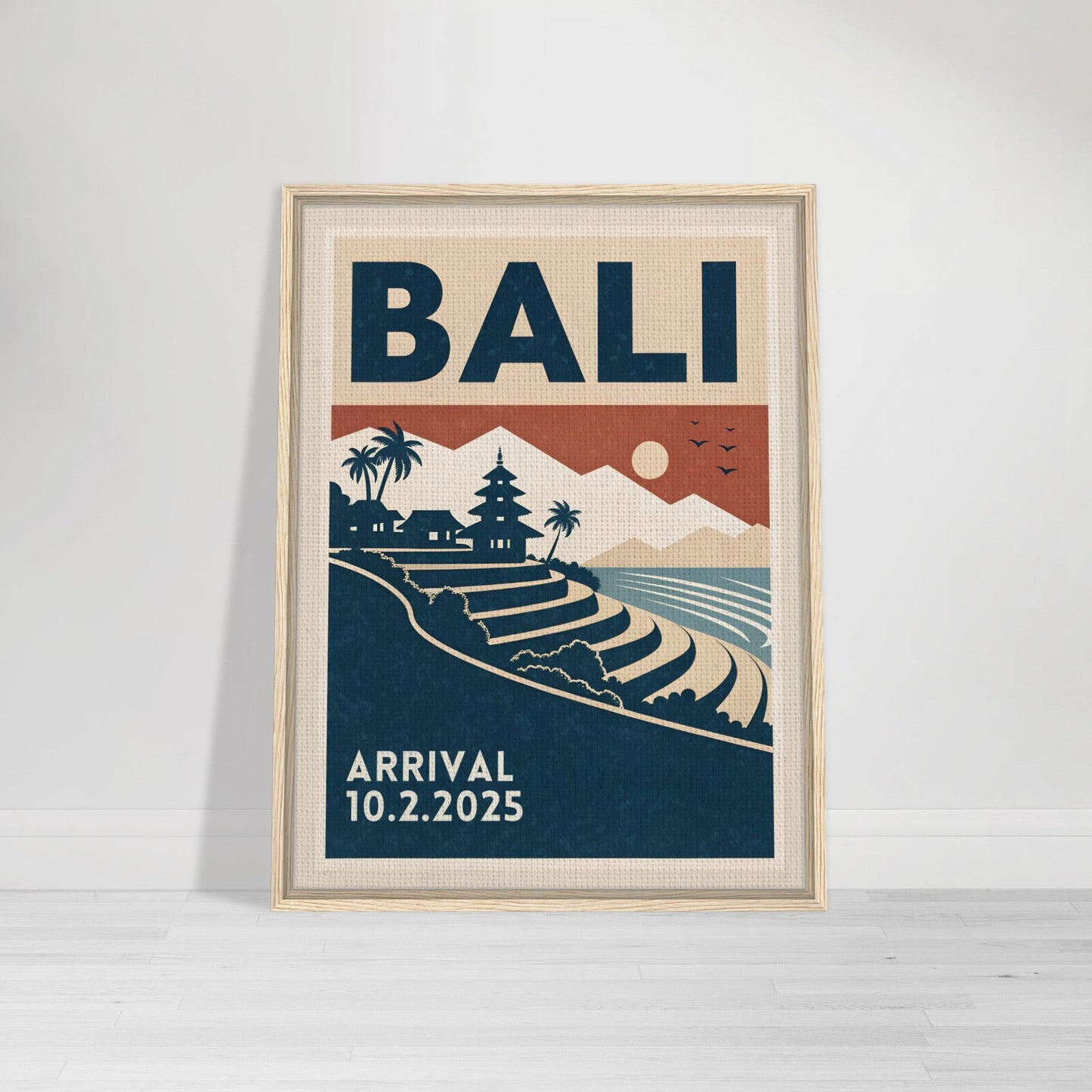 Personalized Bali Vintage Travel Poster Canvas – Framed - Out of Office Outfitters - Print Material
