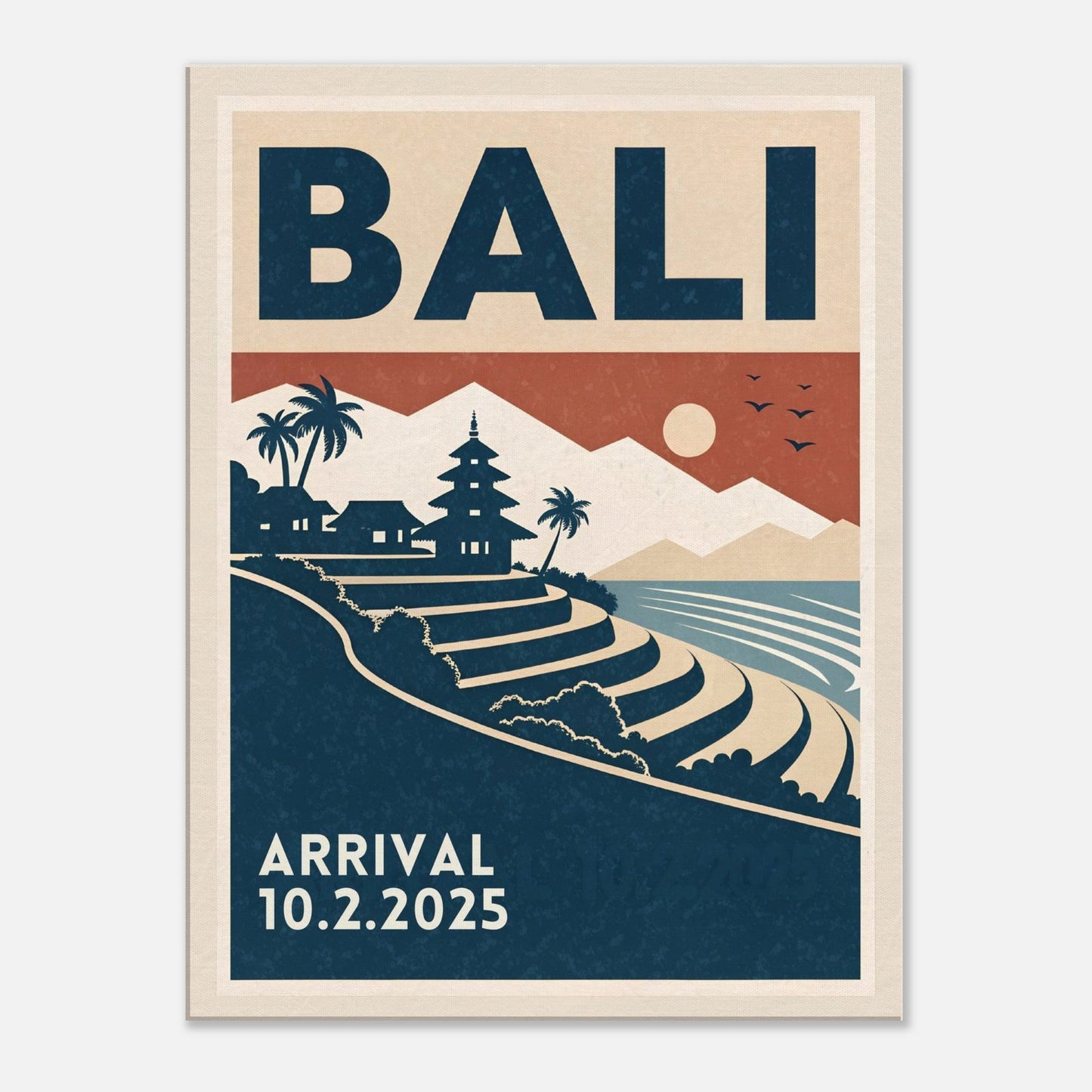 Personalized Bali Vintage Travel Poster Canvas – Unframed - Out of Office Outfitters - Print Material