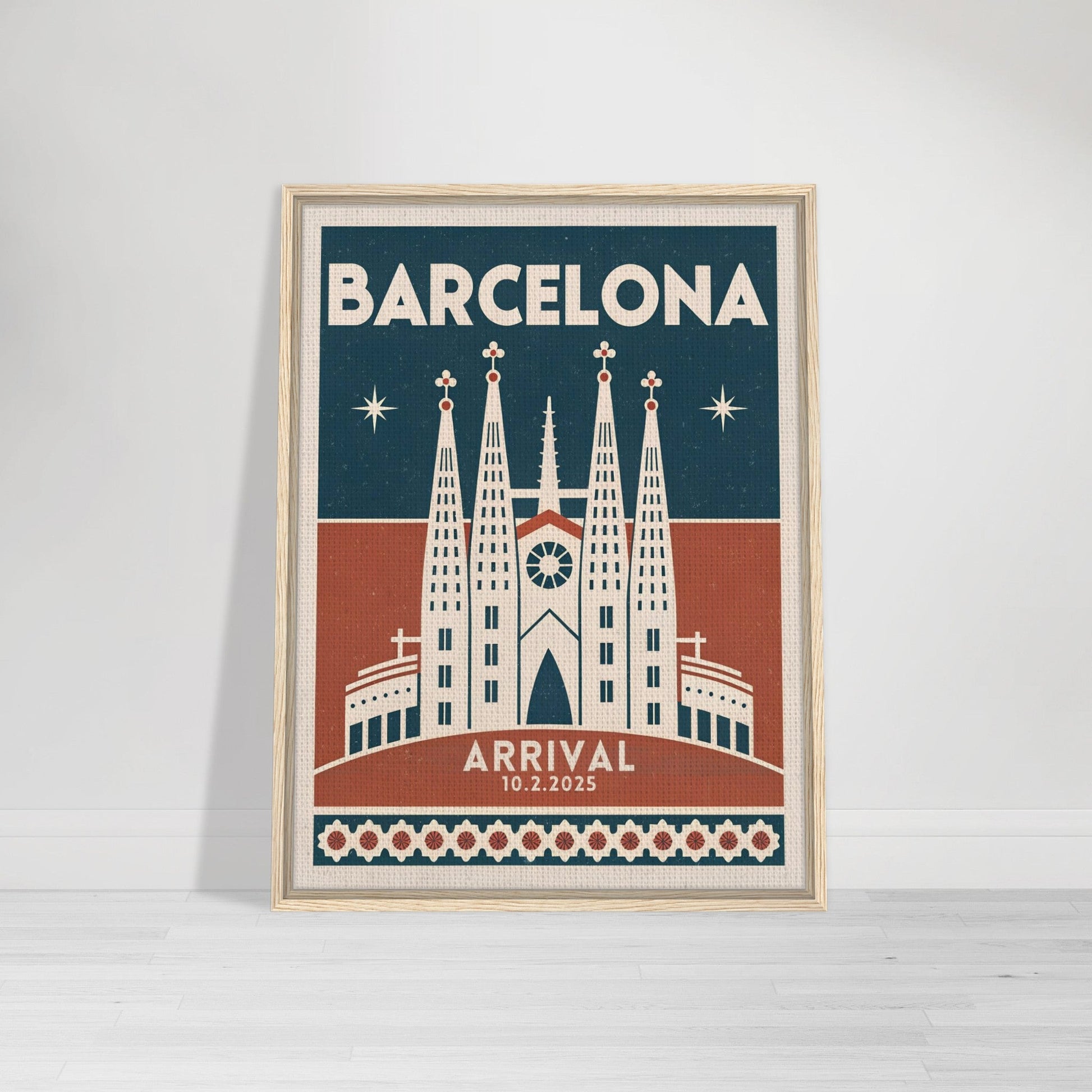 Personalized Barcelona Vintage Travel Poster Canvas – Framed - Out of Office Outfitters - Print Material