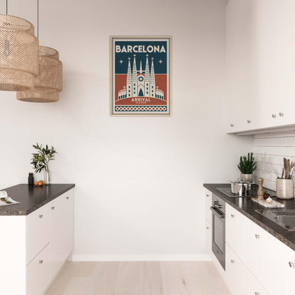 Personalized Barcelona Vintage Travel Poster Canvas – Framed - Out of Office Outfitters - Print Material
