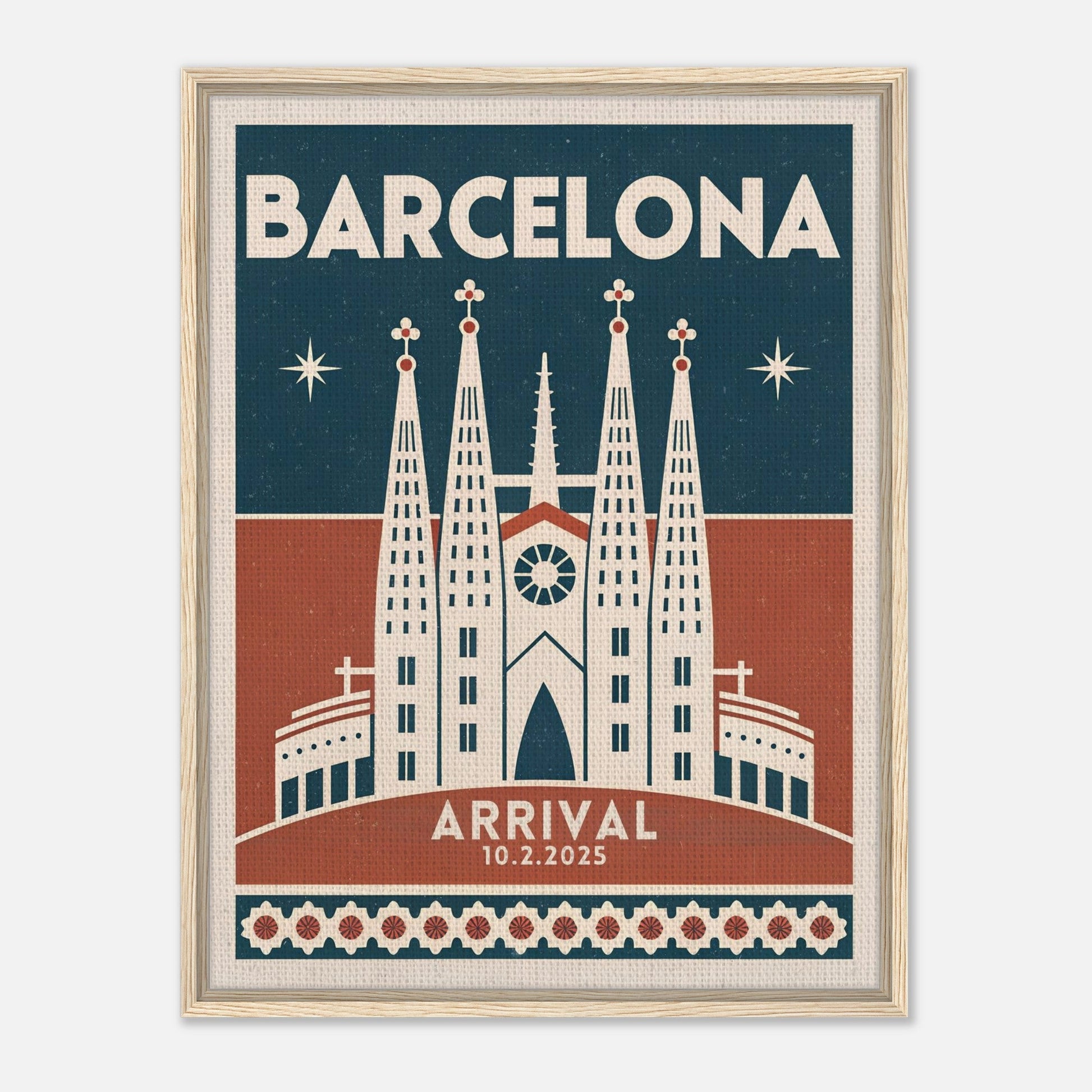 Personalized Barcelona Vintage Travel Poster Canvas – Framed - Out of Office Outfitters - Print Material