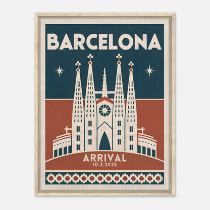 Personalized Barcelona Vintage Travel Poster Canvas – Framed - Out of Office Outfitters - Print Material