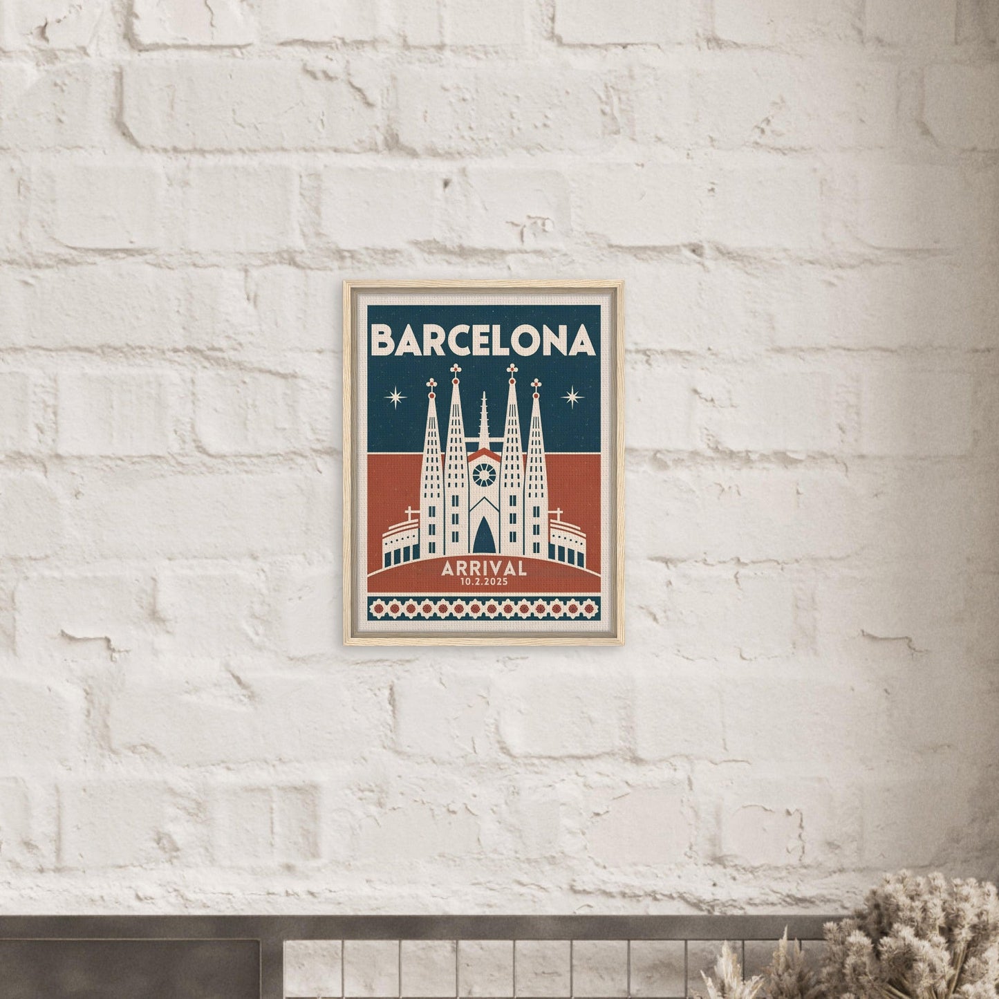 Personalized Barcelona Vintage Travel Poster Canvas – Framed - Out of Office Outfitters - Print Material