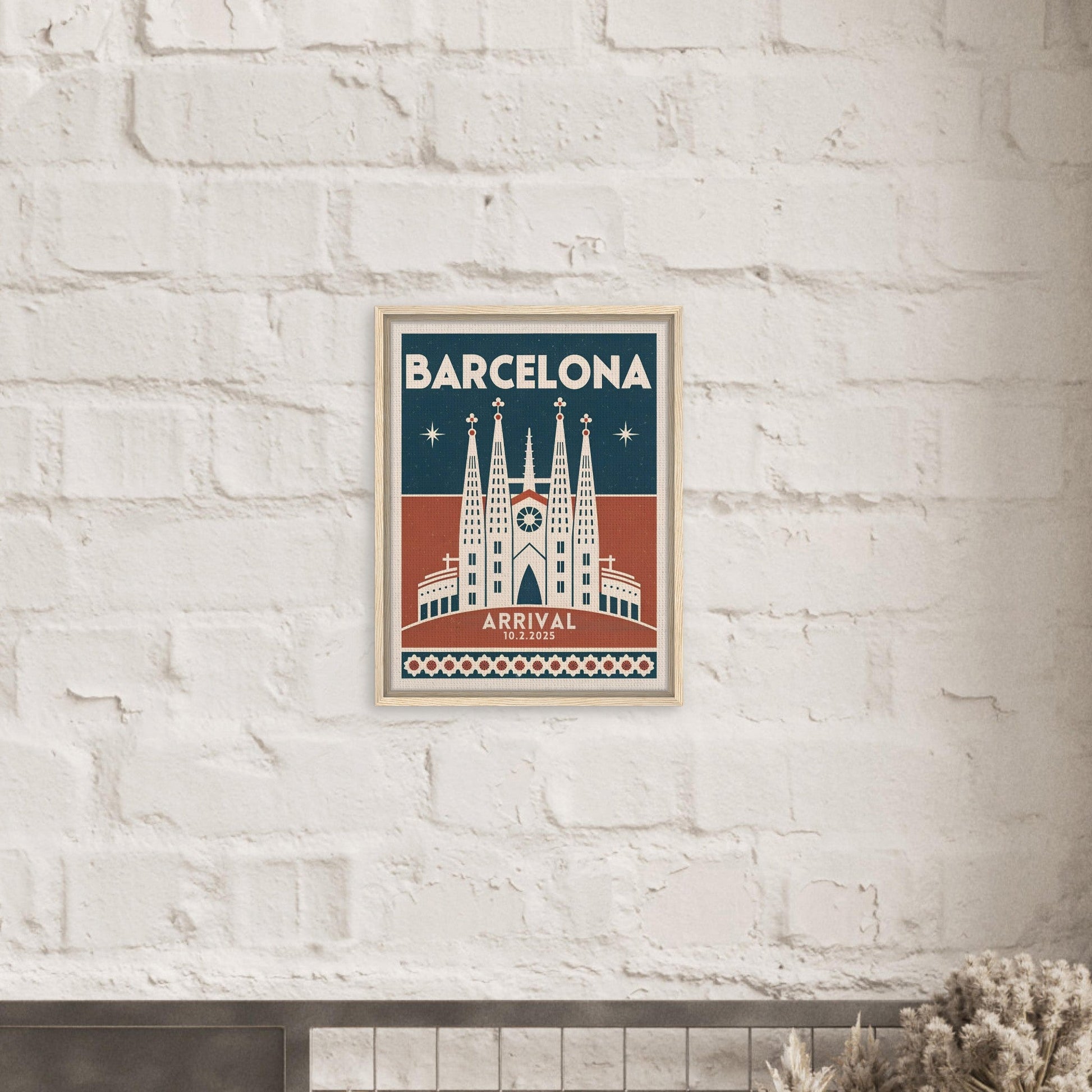 Personalized Barcelona Vintage Travel Poster Canvas – Framed - Out of Office Outfitters - Print Material