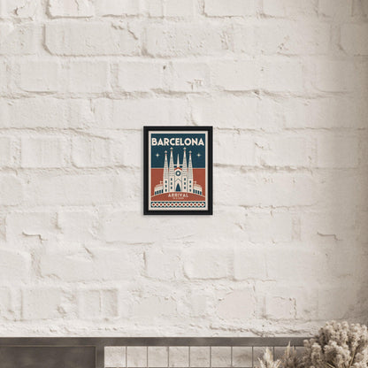 Personalized Barcelona Vintage Travel Poster Canvas – Framed - Out of Office Outfitters - Print Material