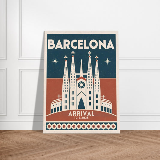 Personalized Barcelona Vintage Travel Poster Canvas – Unframed - Out of Office Outfitters - Print Material