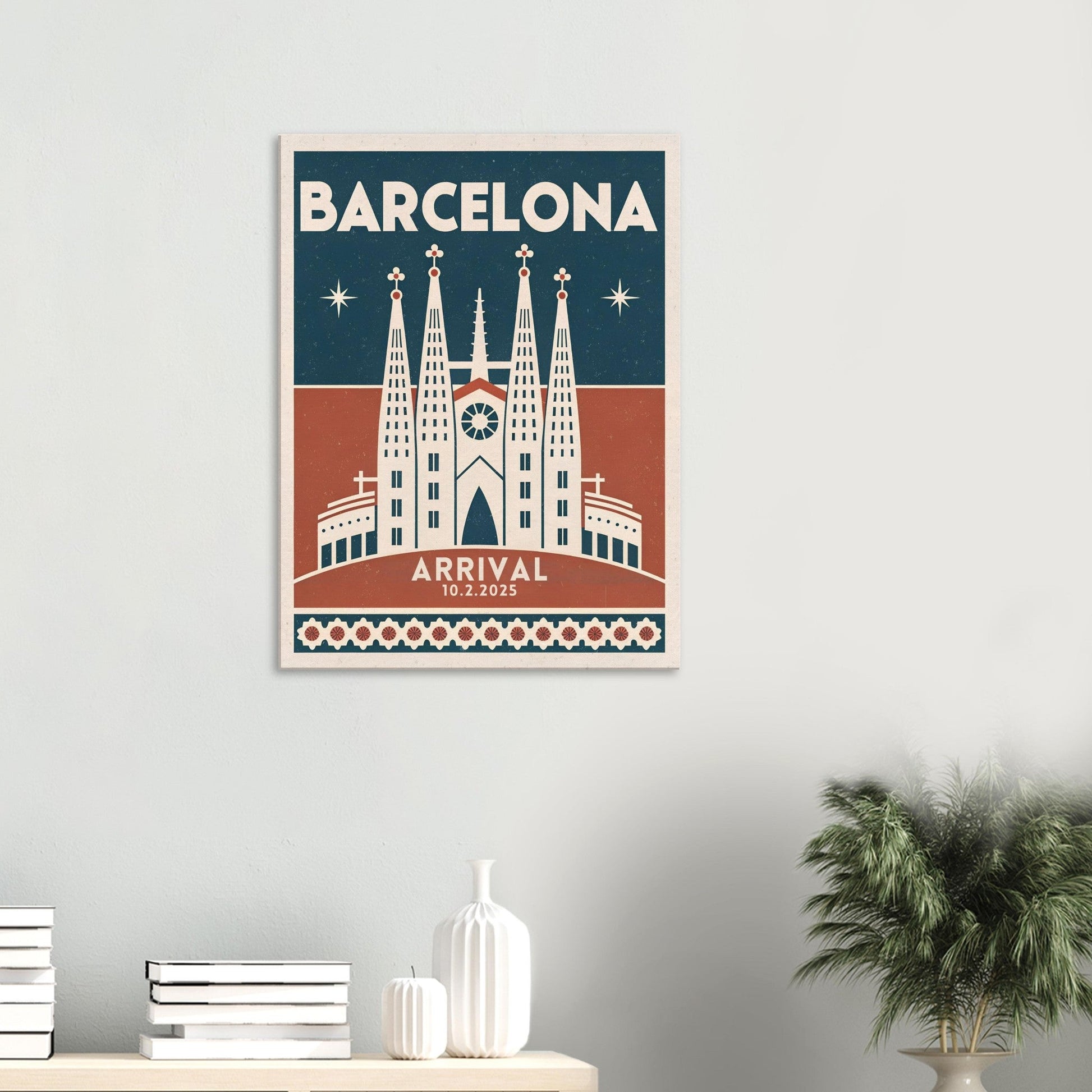 Personalized Barcelona Vintage Travel Poster Canvas – Unframed - Out of Office Outfitters - Print Material