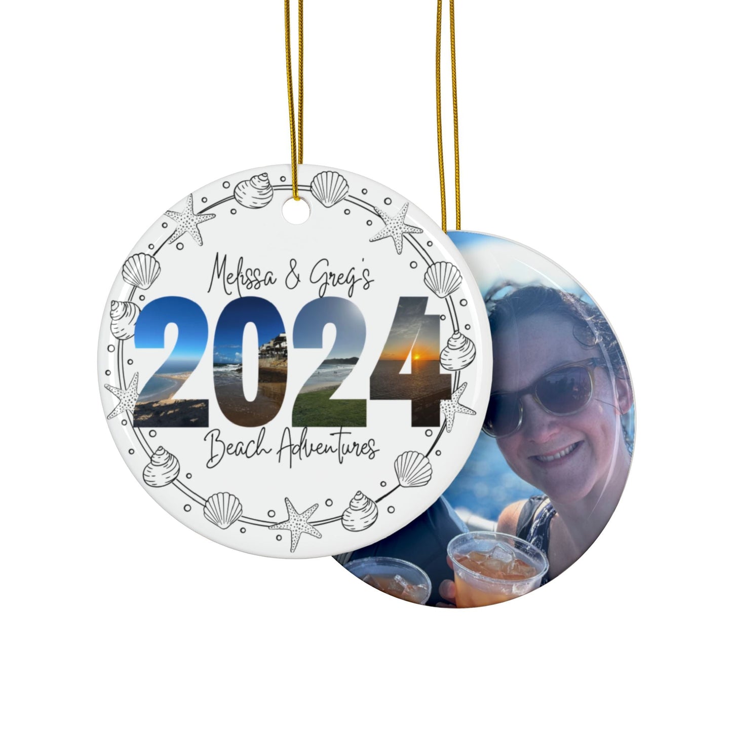 Personalized Beach Adventures Ceramic Photo Ornament - Out of Office Outfitters - Home Decor