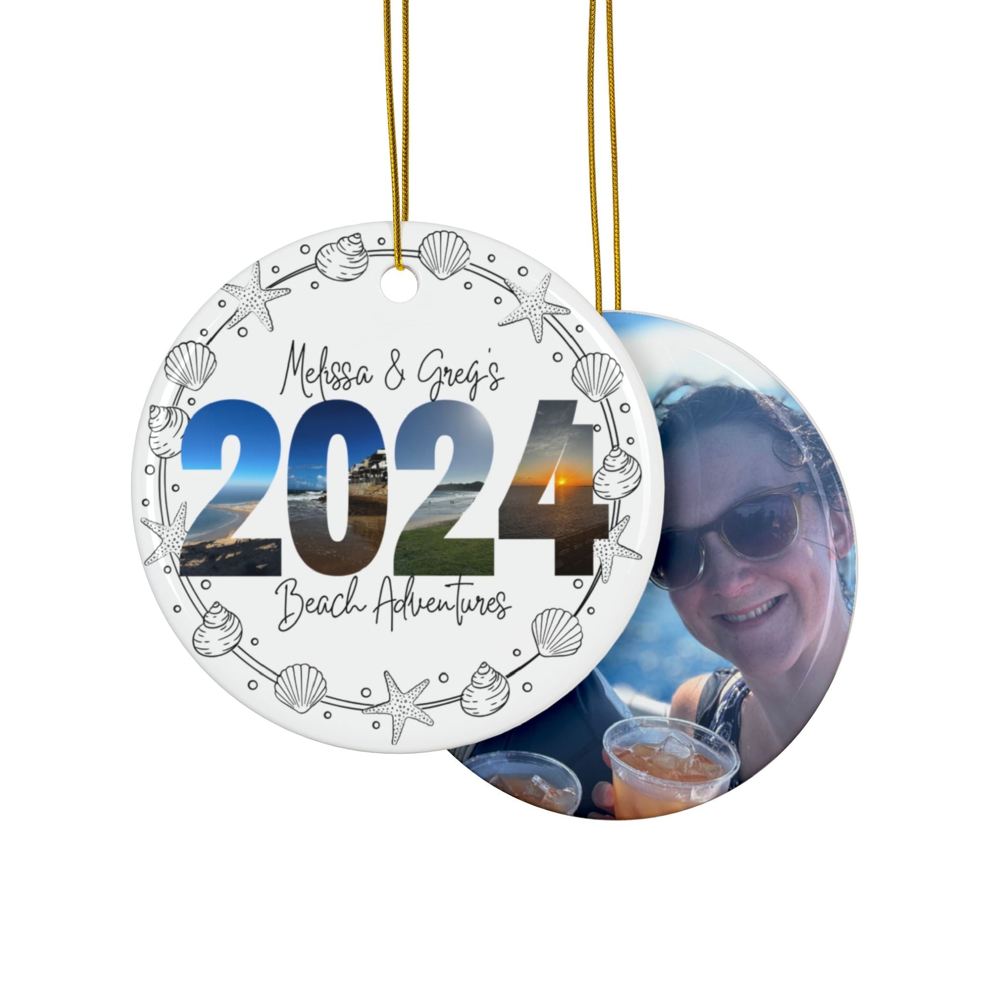Personalized Beach Adventures Ceramic Photo Ornament - Out of Office Outfitters - Home Decor