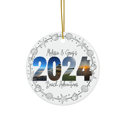 Personalized Beach Adventures Ceramic Photo Ornament - Out of Office Outfitters - Home Decor