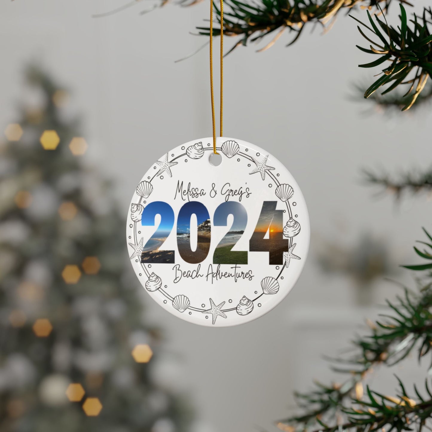 Personalized Beach Adventures Ceramic Photo Ornament - Out of Office Outfitters - Home Decor