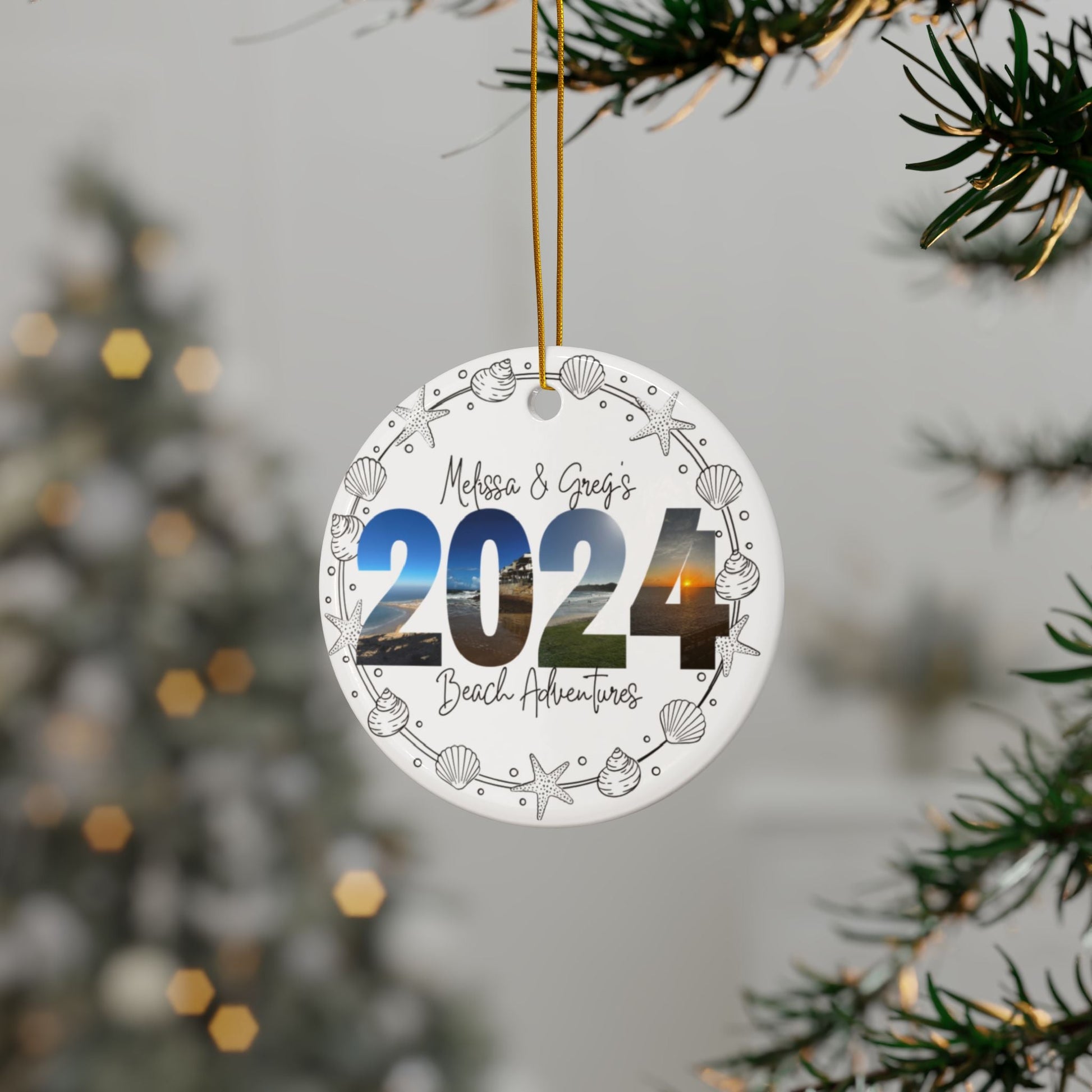 Personalized Beach Adventures Ceramic Photo Ornament - Out of Office Outfitters - Home Decor