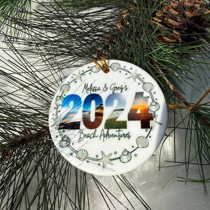 Personalized Beach Adventures Ceramic Photo Ornament - Out of Office Outfitters - Home Decor
