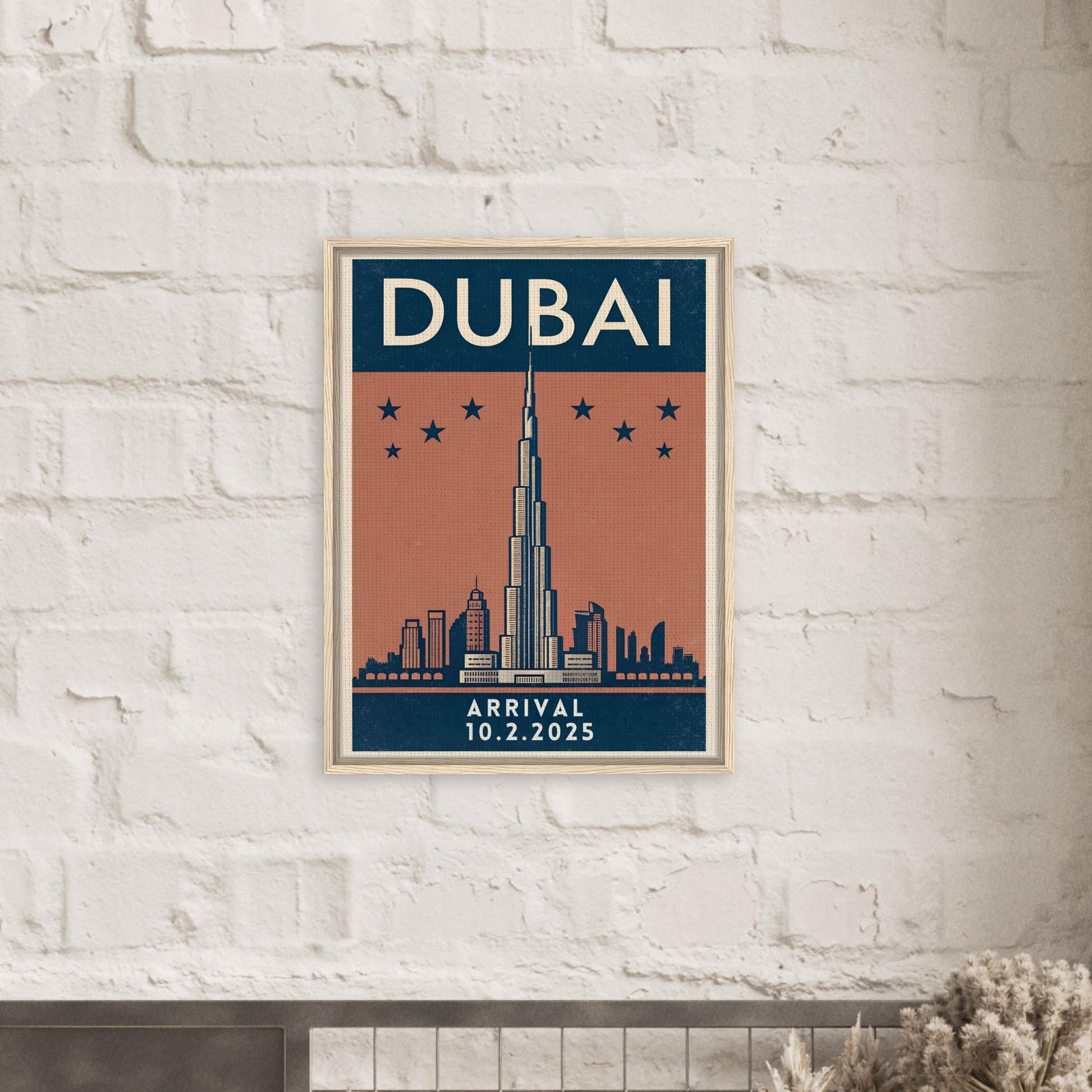 Personalized Dubai Vintage Travel Poster Canvas – Framed - Out of Office Outfitters - Print Material