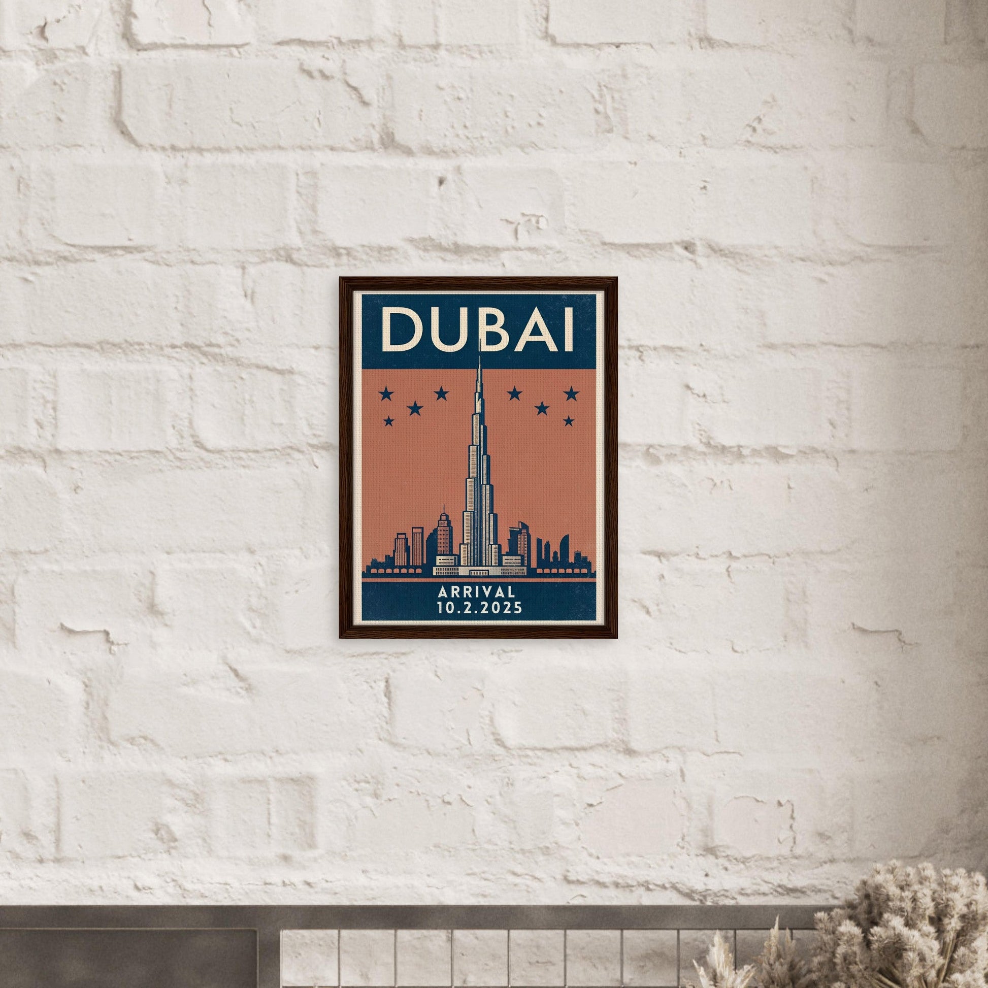 Personalized Dubai Vintage Travel Poster Canvas – Framed - Out of Office Outfitters - Print Material