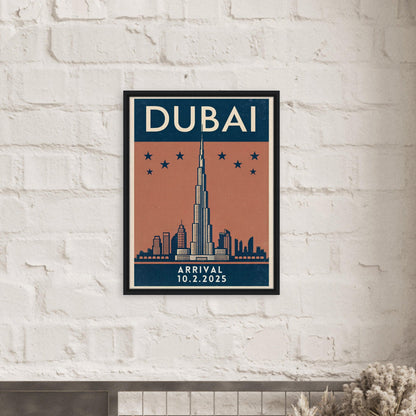 Personalized Dubai Vintage Travel Poster Canvas – Framed - Out of Office Outfitters - Print Material