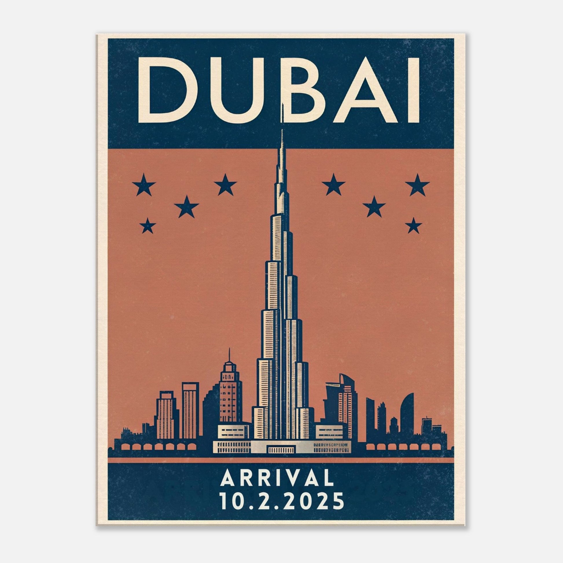 Personalized Dubai Vintage Travel Poster Canvas – Unframed - Out of Office Outfitters - Print Material