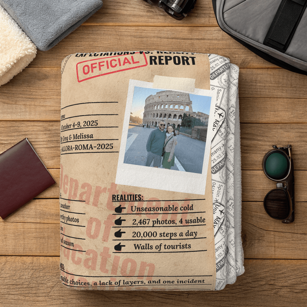 Personalized Expectations vs. Reality Blanket – Plush Travel Memory Throw - Out of Office Outfitters - All Over Prints