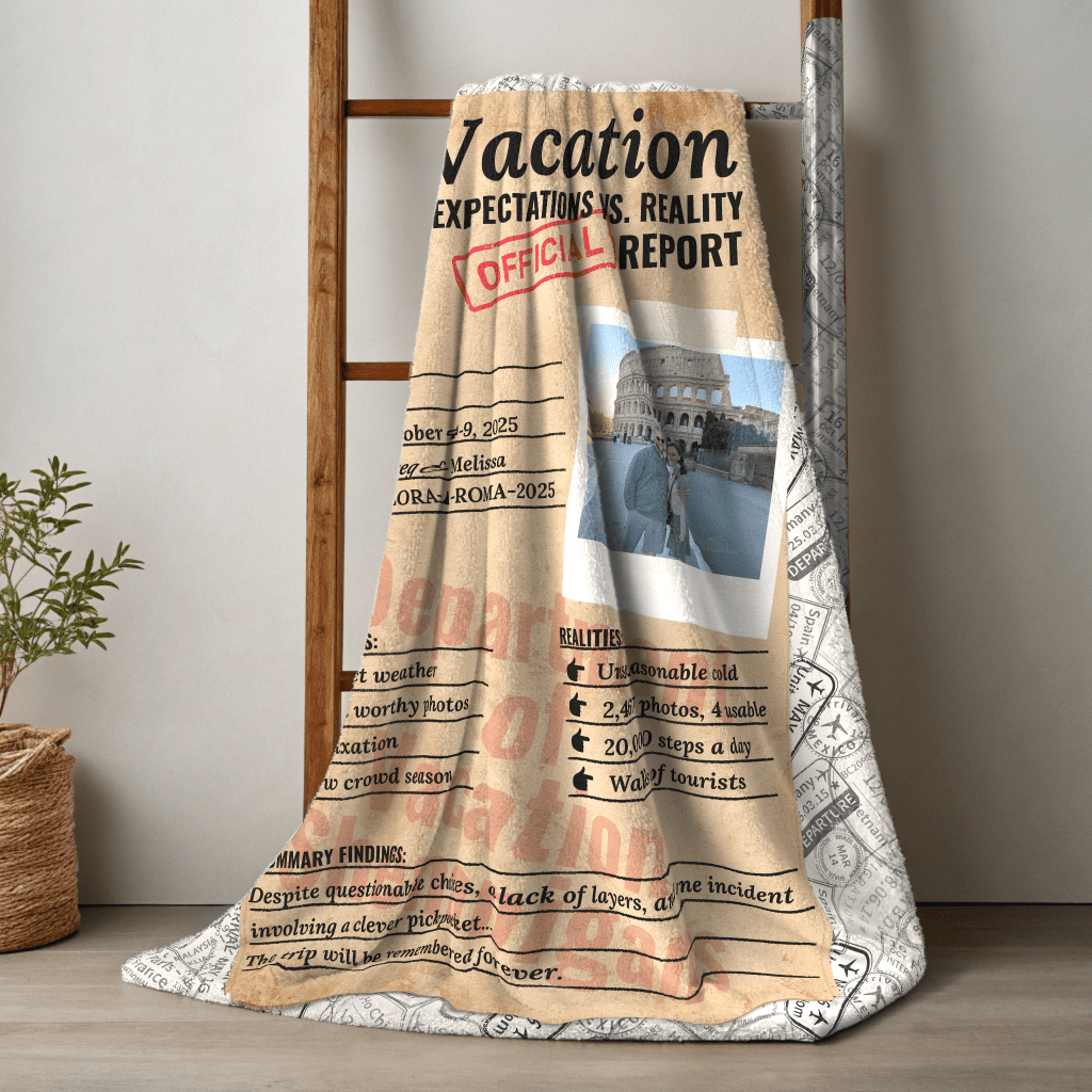 Personalized Expectations vs. Reality Blanket – Sherpa Travel Memory Throw - Out of Office Outfitters - Home Decor