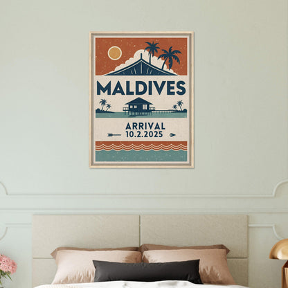Personalized Maldives Vintage Travel Poster Canvas – Framed - Out of Office Outfitters - Print Material