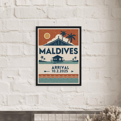 Personalized Maldives Vintage Travel Poster Canvas – Framed - Out of Office Outfitters - Print Material
