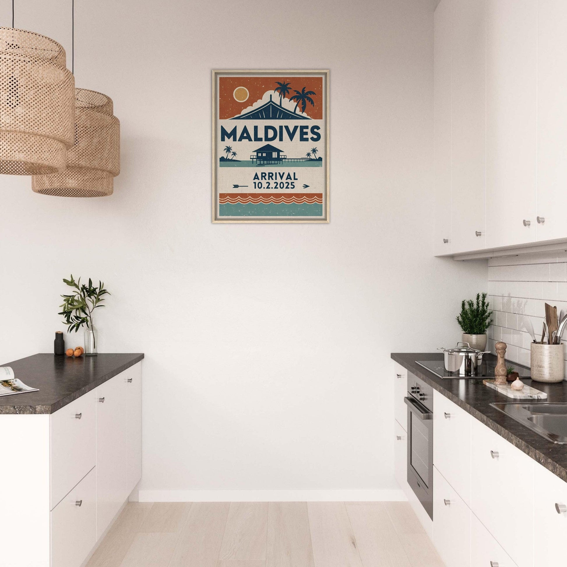 Personalized Maldives Vintage Travel Poster Canvas – Framed - Out of Office Outfitters - Print Material