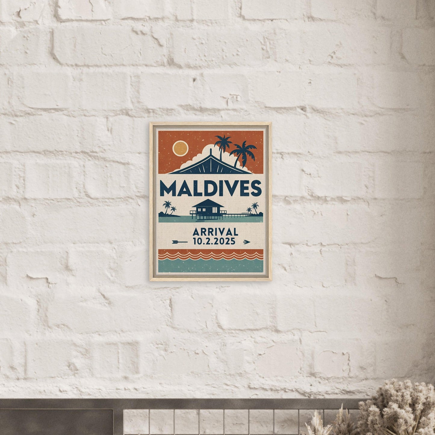 Personalized Maldives Vintage Travel Poster Canvas – Framed - Out of Office Outfitters - Print Material