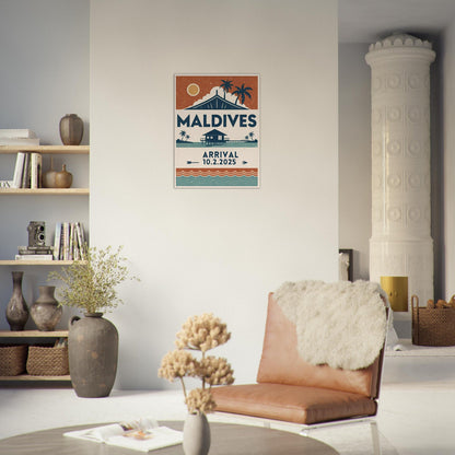 Personalized Maldives Vintage Travel Poster Canvas – Unframed - Out of Office Outfitters - Print Material