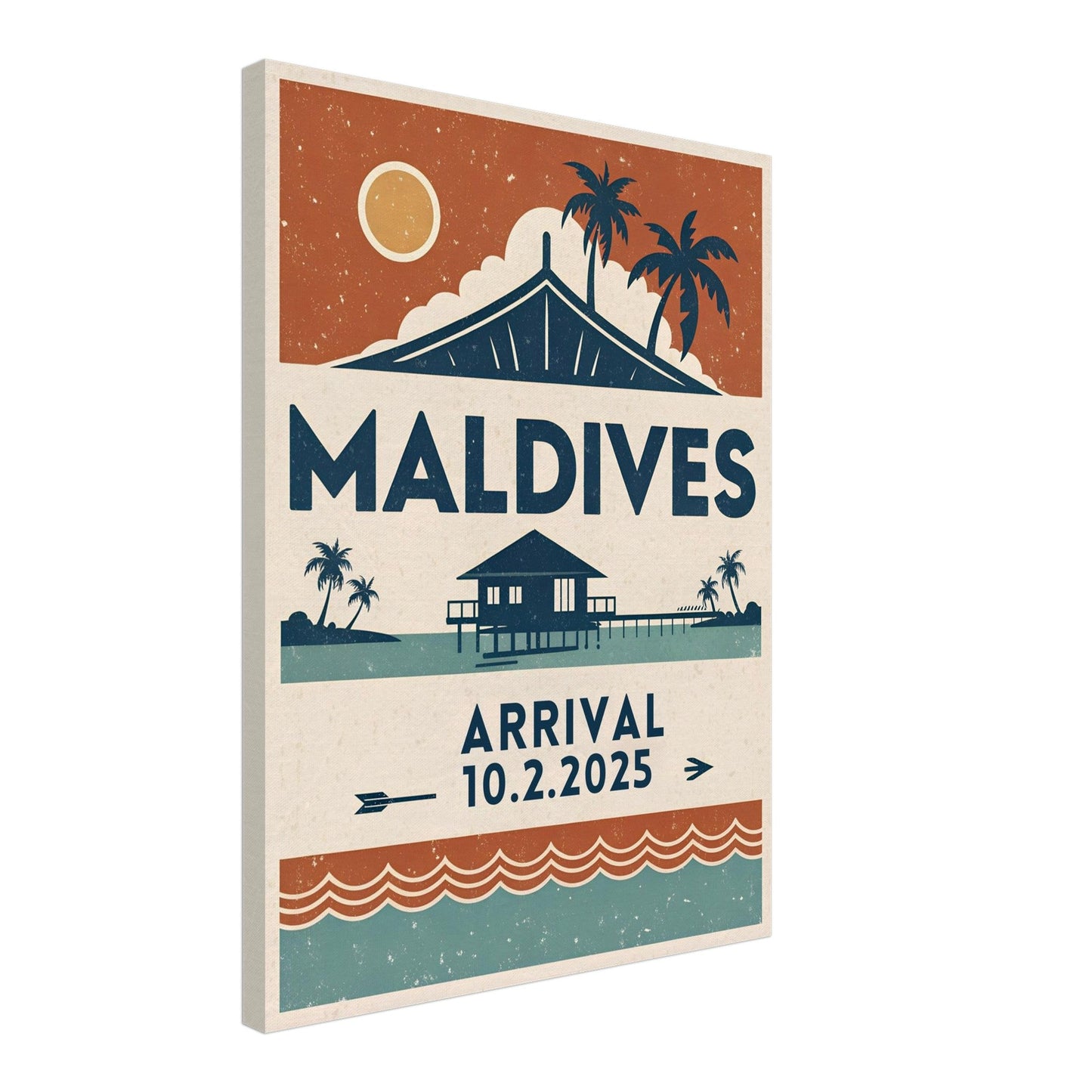 Personalized Maldives Vintage Travel Poster Canvas – Unframed - Out of Office Outfitters - Print Material