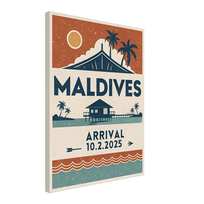 Personalized Maldives Vintage Travel Poster Canvas – Unframed - Out of Office Outfitters - Print Material