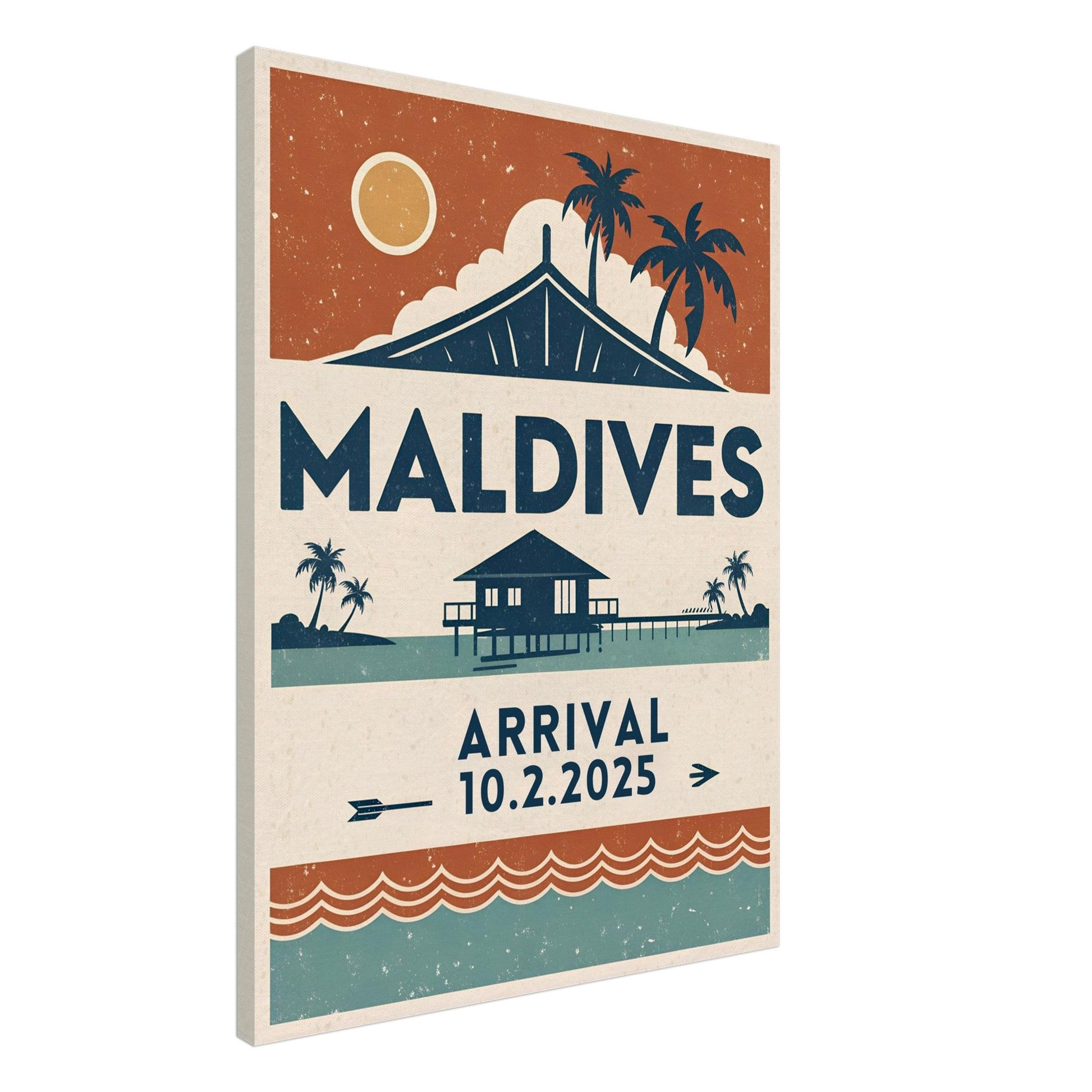 Personalized Maldives Vintage Travel Poster Canvas – Unframed - Out of Office Outfitters - Print Material