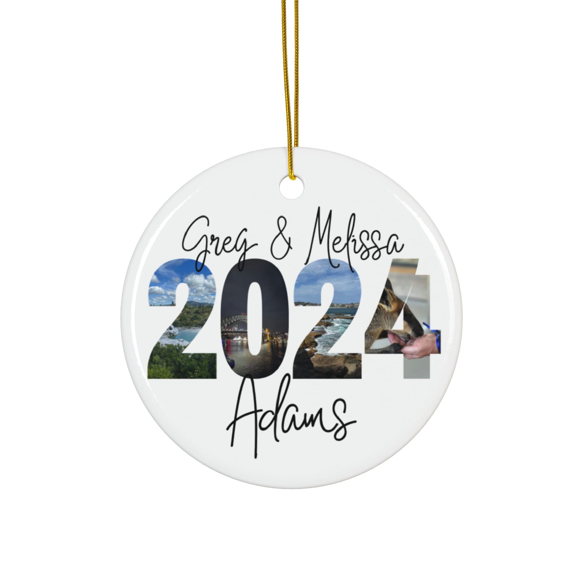 Personalized Minimalist Travel Ceramic Photo Ornament - Out of Office Outfitters - Home Decor