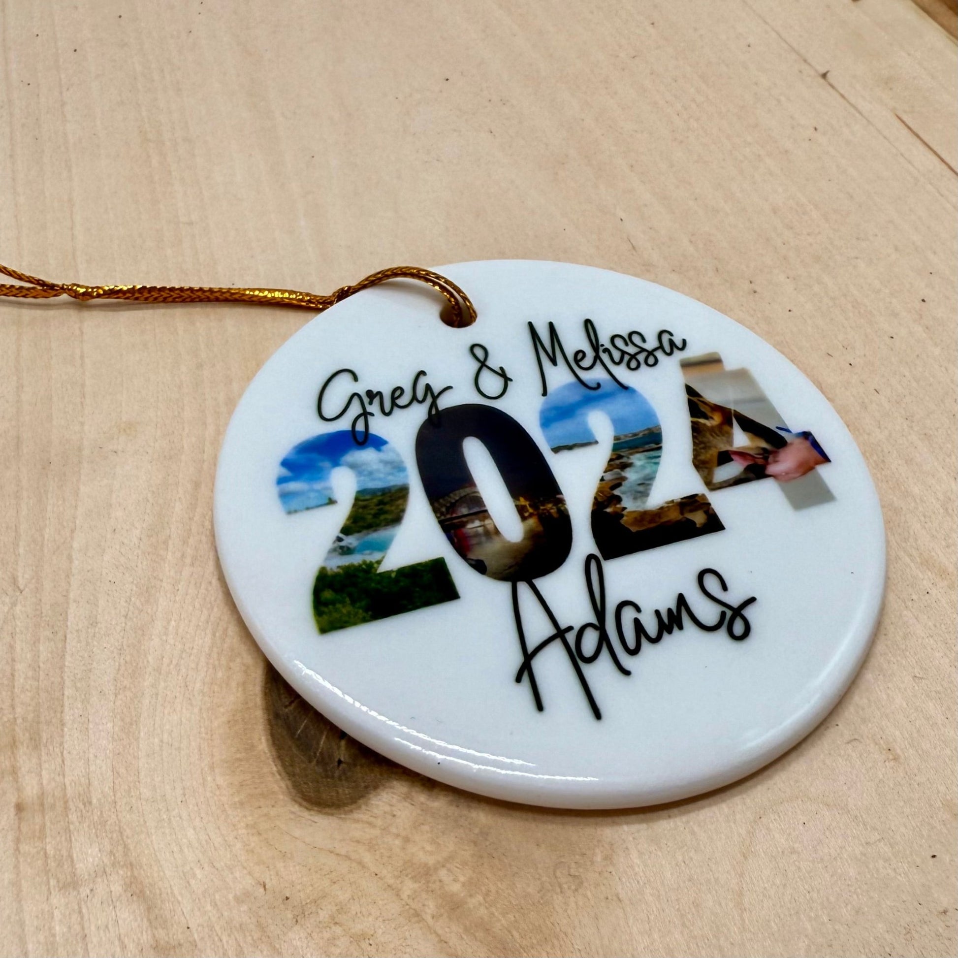 Personalized Minimalist Travel Ceramic Photo Ornament - Out of Office Outfitters - Home Decor