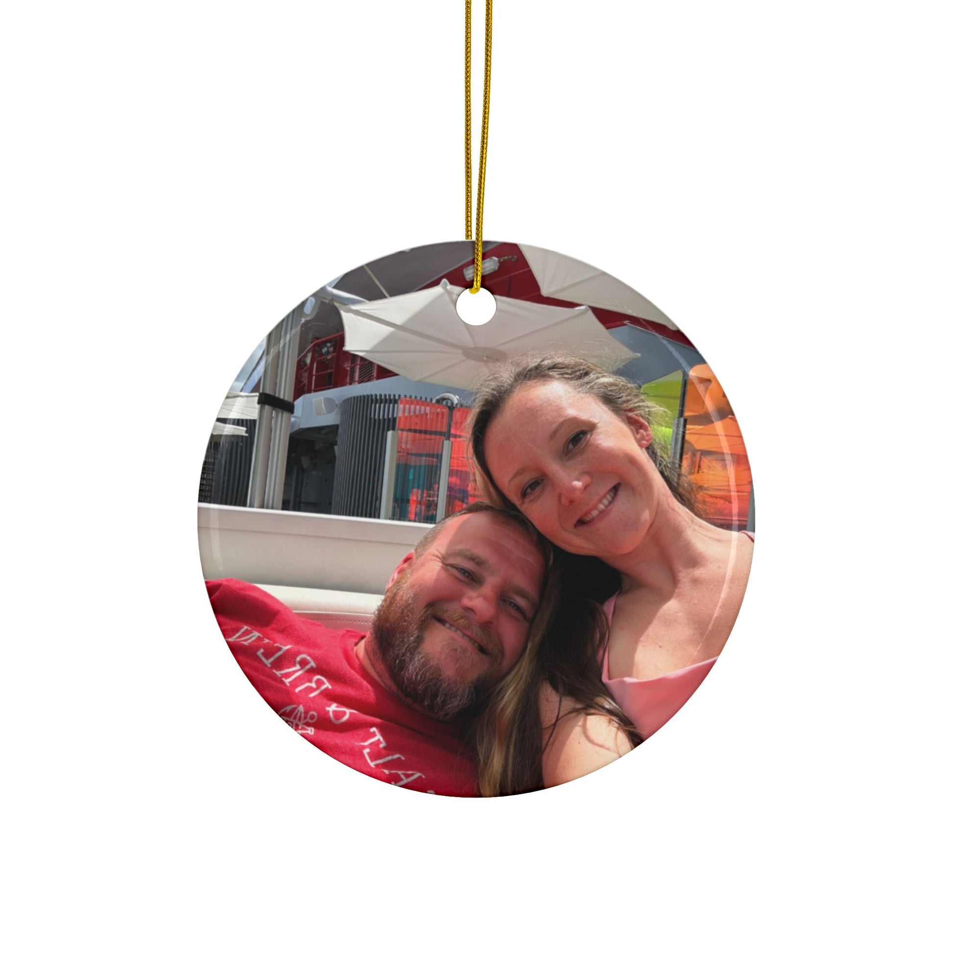 Personalized Minimalist Travel Ceramic Photo Ornament - Out of Office Outfitters - Home Decor